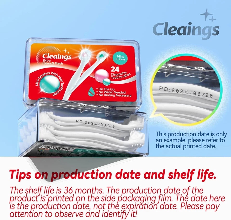 cleaings® Mini Brushes-Disposable Toothbrushes with Toothpaste and Pick for