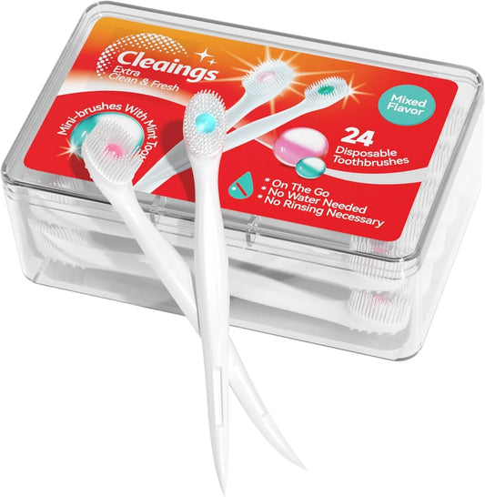cleaings® Mini Brushes-Disposable Toothbrushes with Toothpaste and Pick for